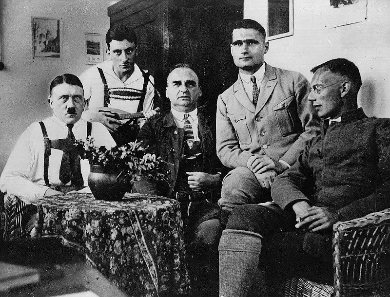 Adolf Hitler, Emil Maurice, Hermann Kriebel, Rudolf Hess, and Friedrich Weber at Landsberg Prison